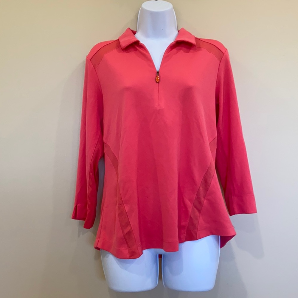 EP Pro Tour Tech Golf Shirt Country Club of the Rockies 3/4 sleeve Coral Medium